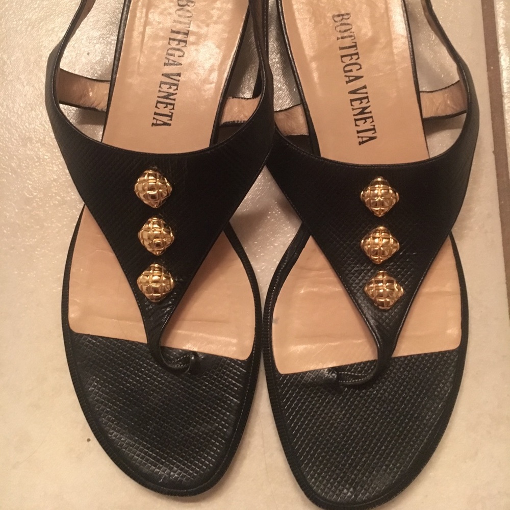 Bottega Veneta Leather Slingback Thongs Size 7.5